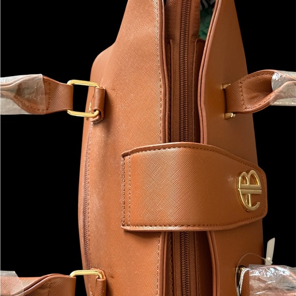 Anne Klein Cognac Satchel Gold Hardware Crossbody - Picture 7 of 10